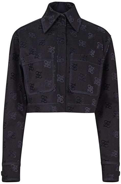 fendi karligraphy flocked denim jacket